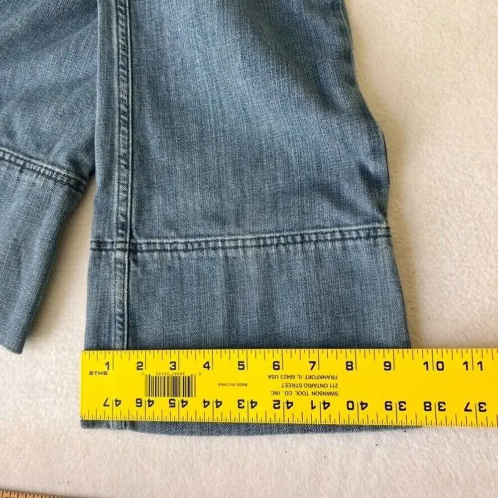 Aerie Overalls Womens XS Blue Button Front Kick Flare Denim Apron Bib - Picture 14 of 16